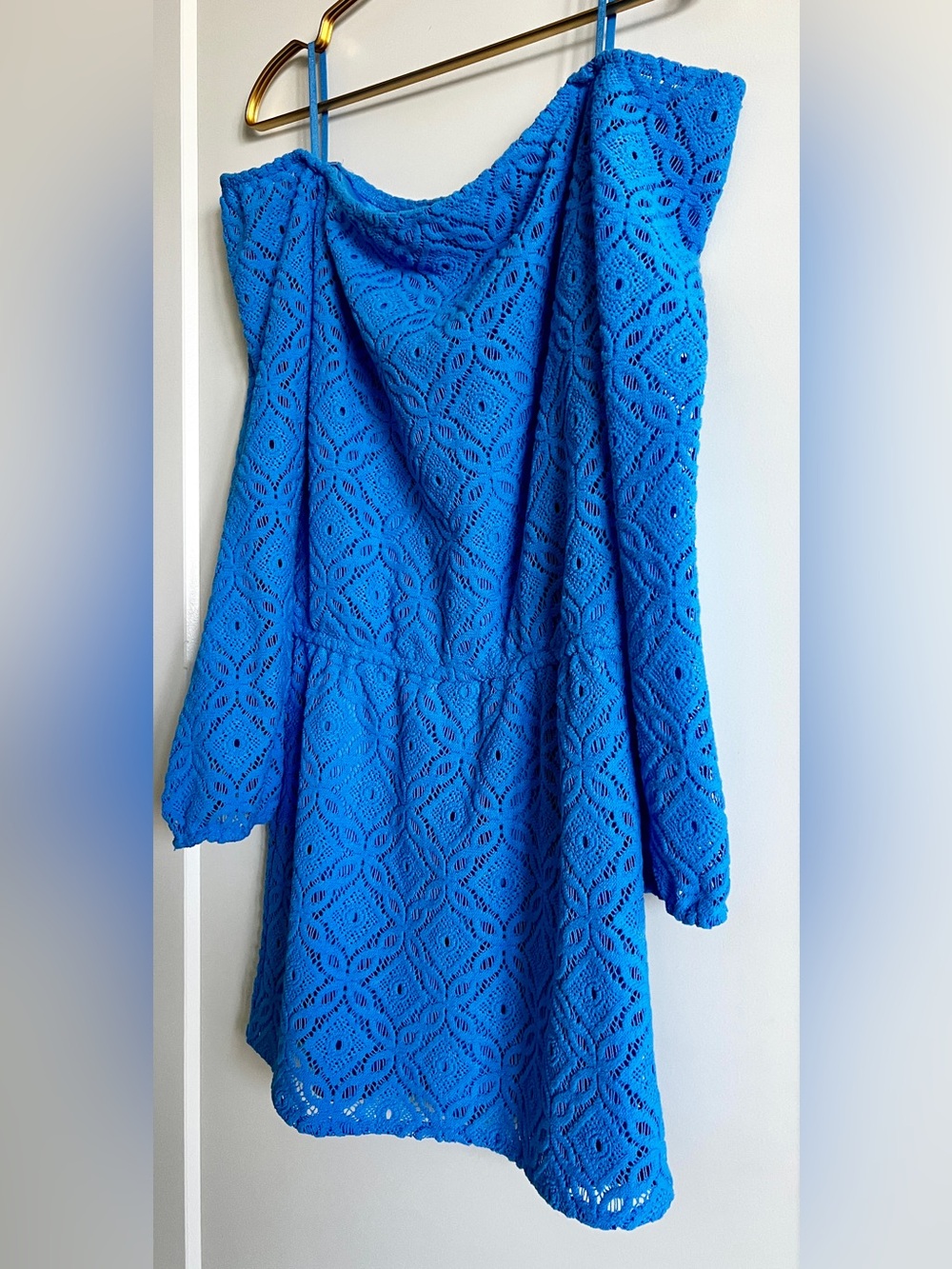 Lilly Pulitzer Lana Thistle Trellis Lace Off Shoulder Skort Romper Blue Size XS - Picture 8 of 15